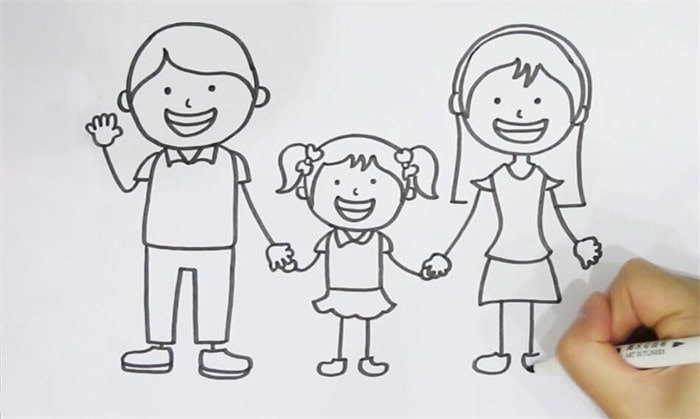 一家三口全家福简笔画教程图片