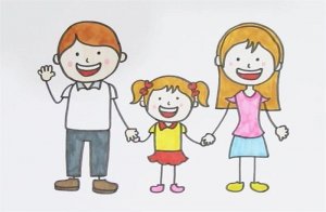 一家三口全家福简笔画教程图片