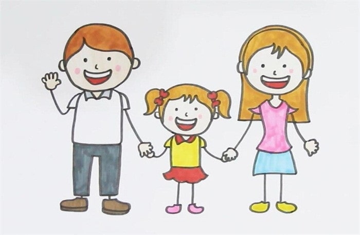 一家三口全家福简笔画教程图片