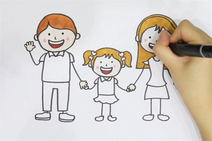 一家三口全家福简笔画教程图片