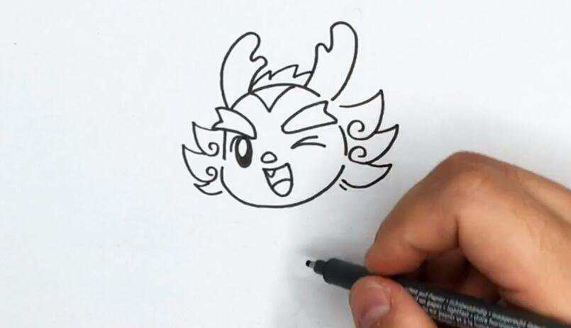 龙年拿着鞭炮的可爱小龙卡通简笔画教程图片