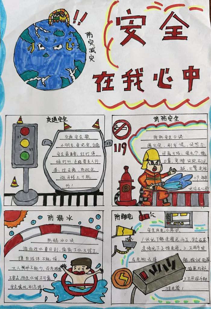 以安全教育为主题的手抄报图片及内容