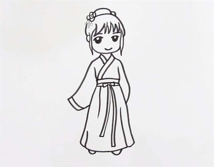 汉服小女孩简笔画教程图片