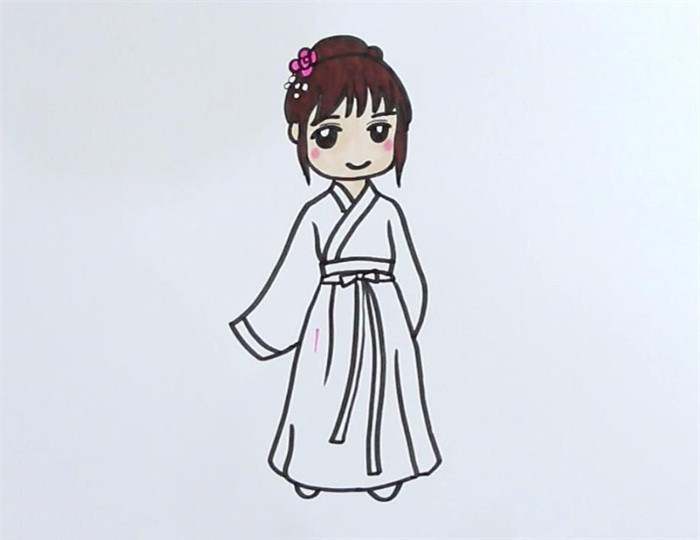 汉服小女孩简笔画教程图片