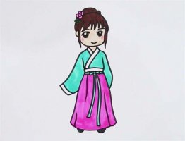 汉服小女孩简笔画教程图片