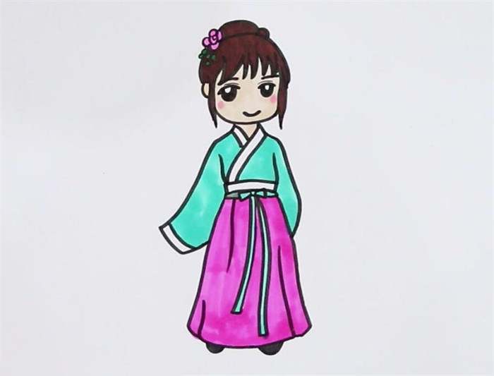 汉服小女孩简笔画教程图片