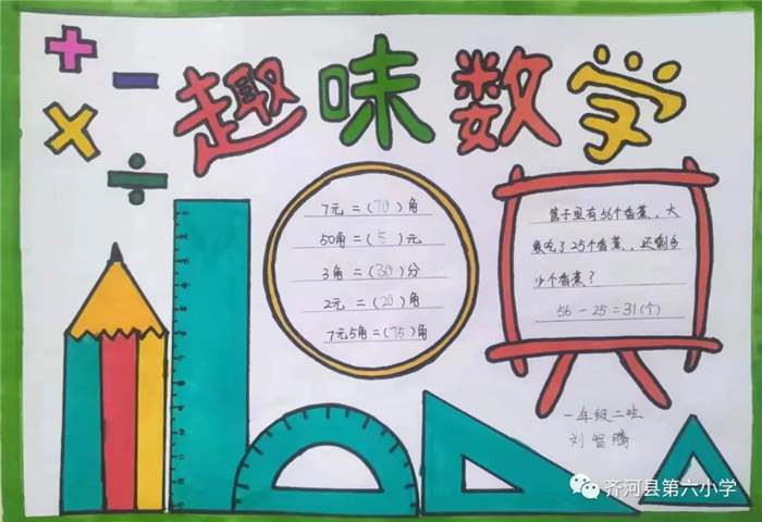 二年级数学手抄报图片简单又漂亮模板