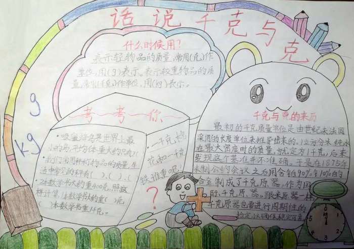 克与千克数学手抄报图片及内容