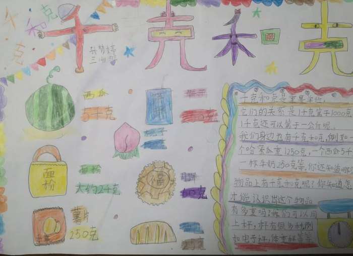 克与千克数学手抄报图片及内容