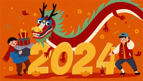 2024龙年春节放鞭炮简笔画创意美术教程