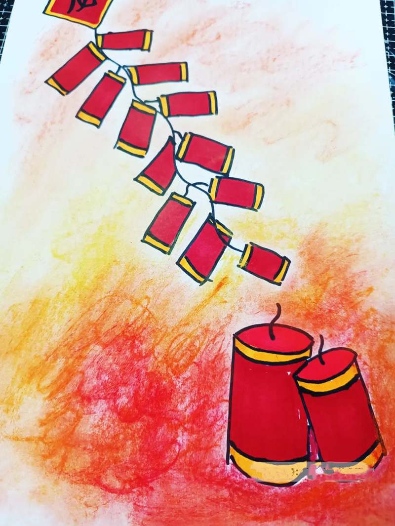 2024龙年春节放鞭炮简笔画创意美术教程