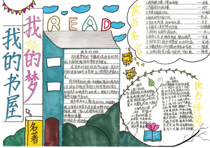 我的书屋我的梦主题手抄报图片及内容