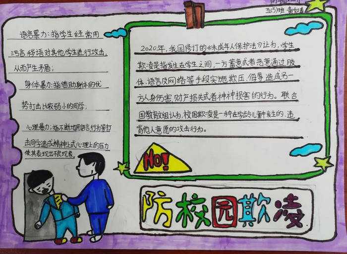 小学防校园欺凌手抄报图片及内容