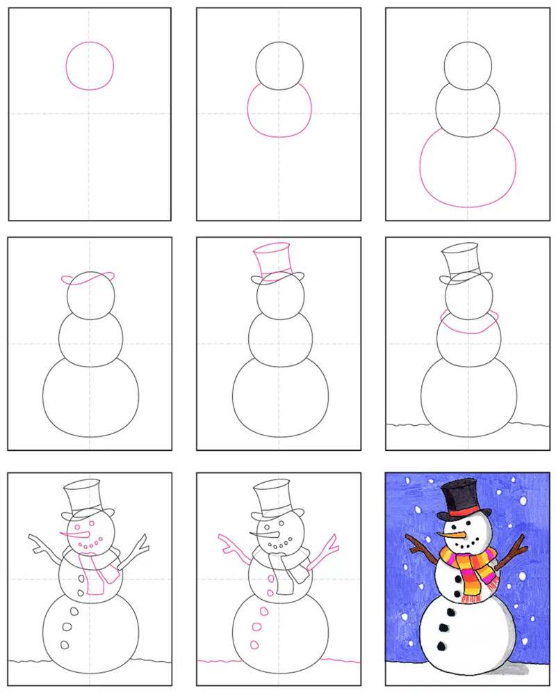 立体感的雪人简笔画教程