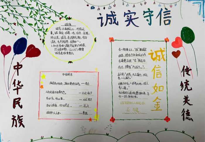 小学生诚信手抄报图片