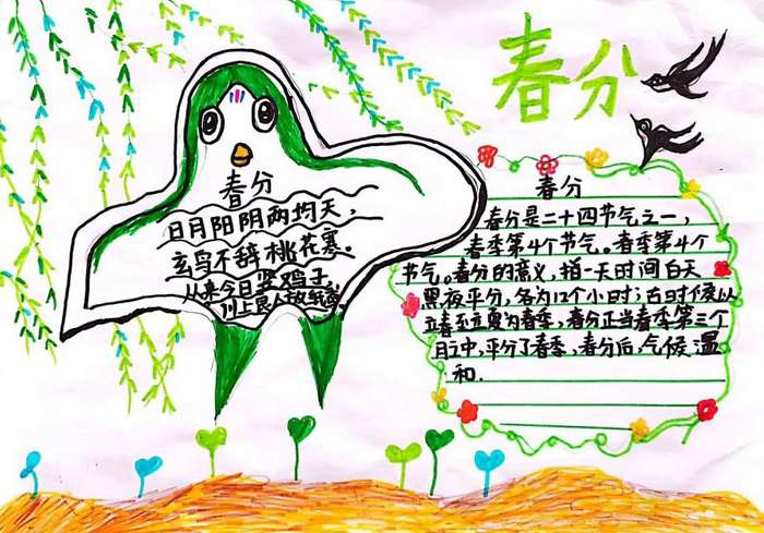 二十四节气之春分手抄报图片及内容