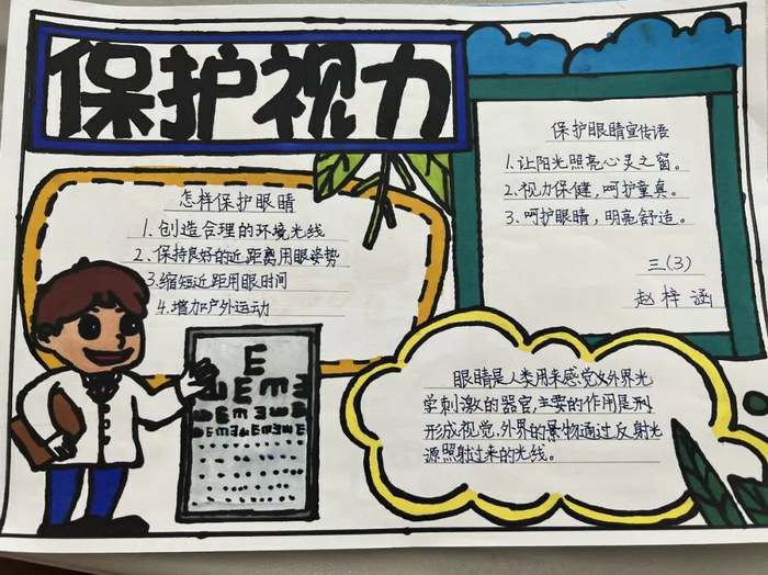 一二年级爱护眼睛手抄报简单