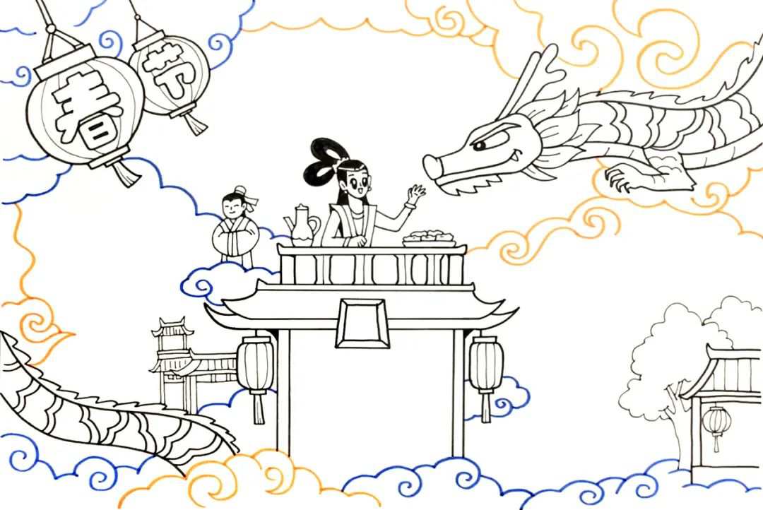 2024龙年春节手抄报版面设计图片