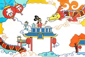 2024龙年春节手抄报版面设计图片