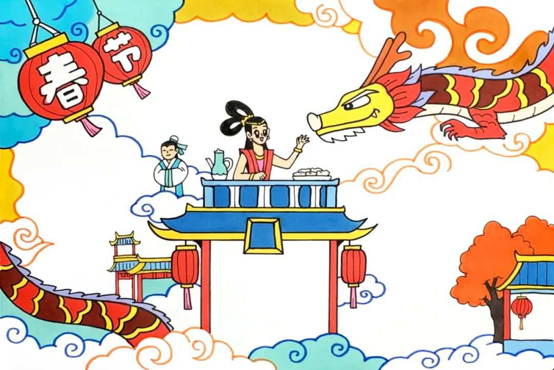 2024龙年春节手抄报版面设计图片