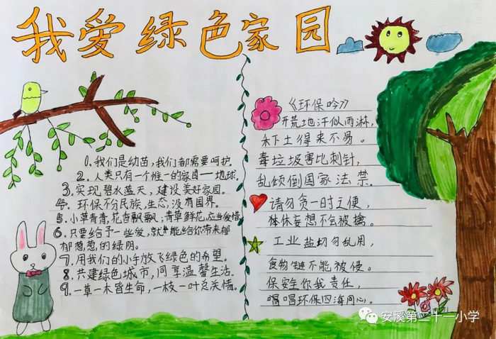 保护绿色家园手抄报四年级