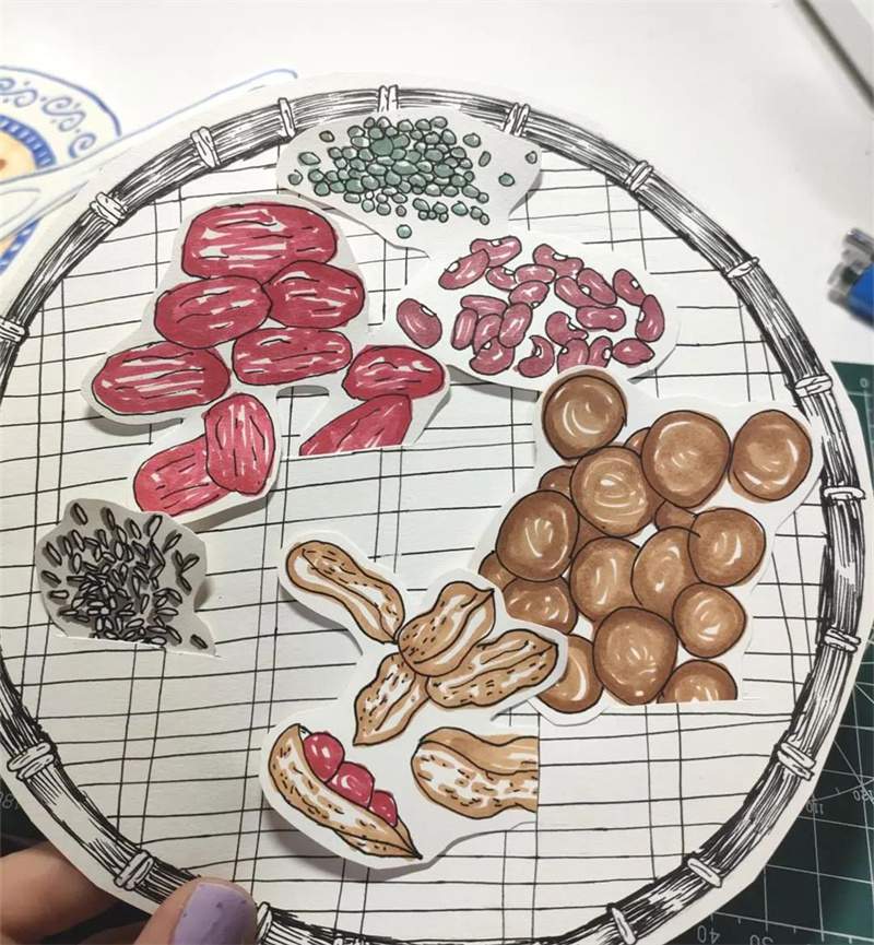 腊八节儿童创意美术《一起煮腊八粥啦》