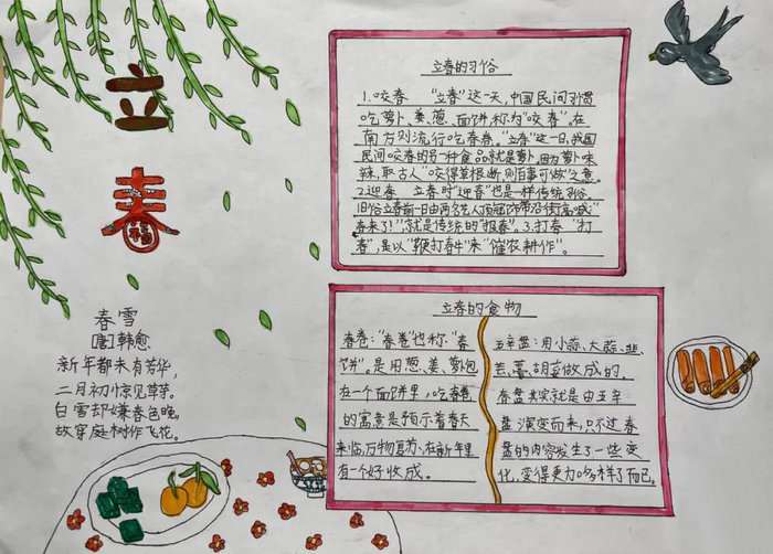 立春手抄报简单又漂亮二年级