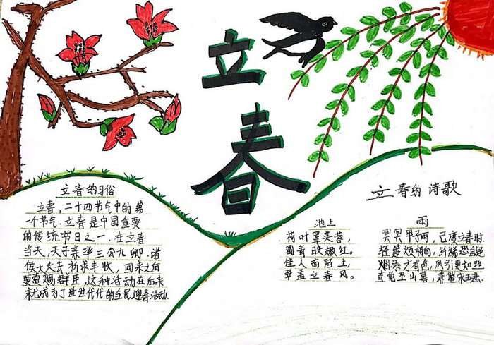 立春手抄报简单又漂亮二年级