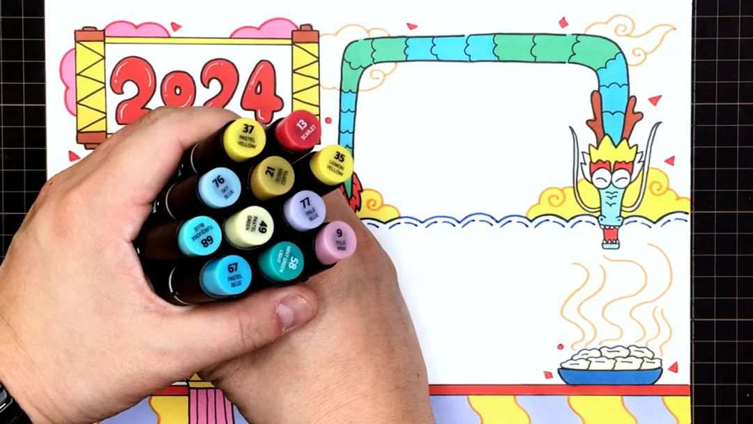 2024龙年春节手抄报版面设计图片简单好看