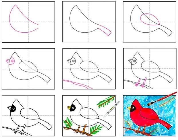冬天的小鸟儿简笔画怎么画