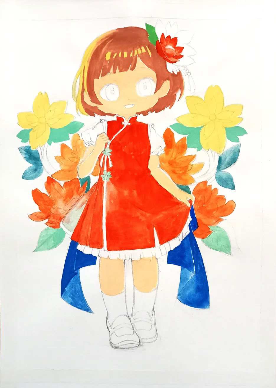 少儿美术课程：可爱的卡通小女孩简笔画