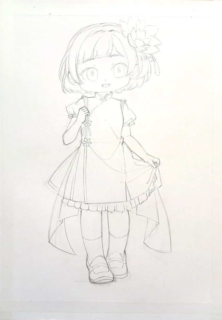 少儿美术课程：可爱的卡通小女孩简笔画