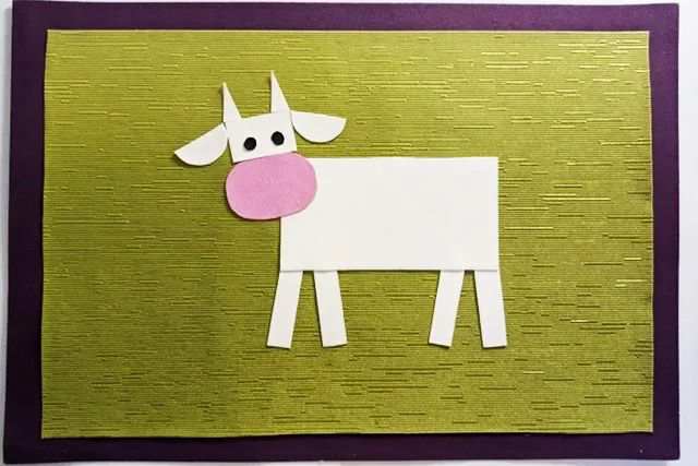 创意几何图形拼贴画：制作拼贴画快乐的奶牛(步骤图解)