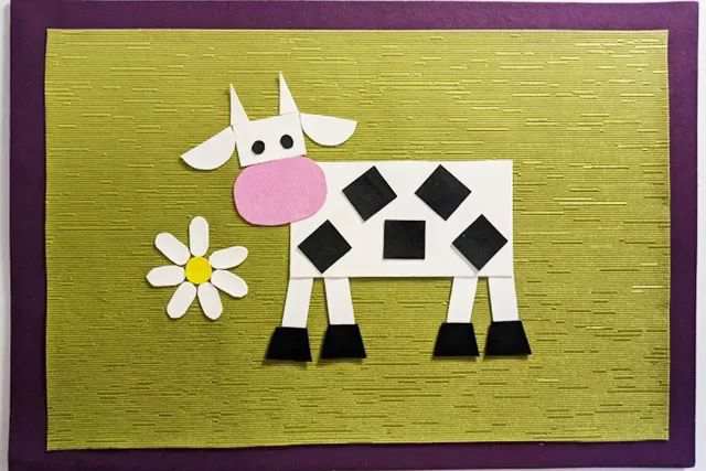 创意几何图形拼贴画：制作拼贴画快乐的奶牛(步骤图解)