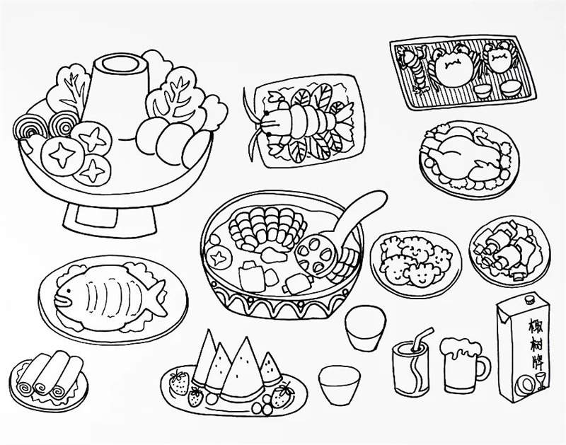 春节主题创意美术儿童画《春节传统习俗之年夜饭》