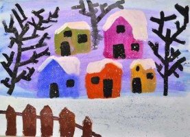 幼儿园中班美术教案：雪景真美