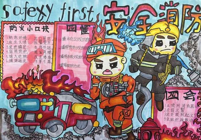 消防安全手抄报图片简单好画又漂亮