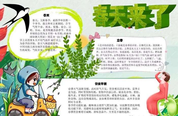 一二三年级春天电子手抄报图片