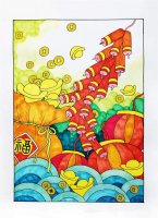 新年画儿童画（含红灯笼、鞭炮、福袋、元宝等