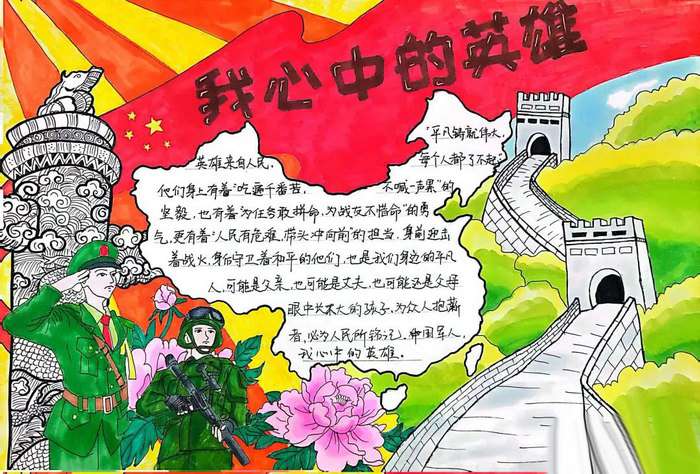 我心中的英雄手抄报简单又好看