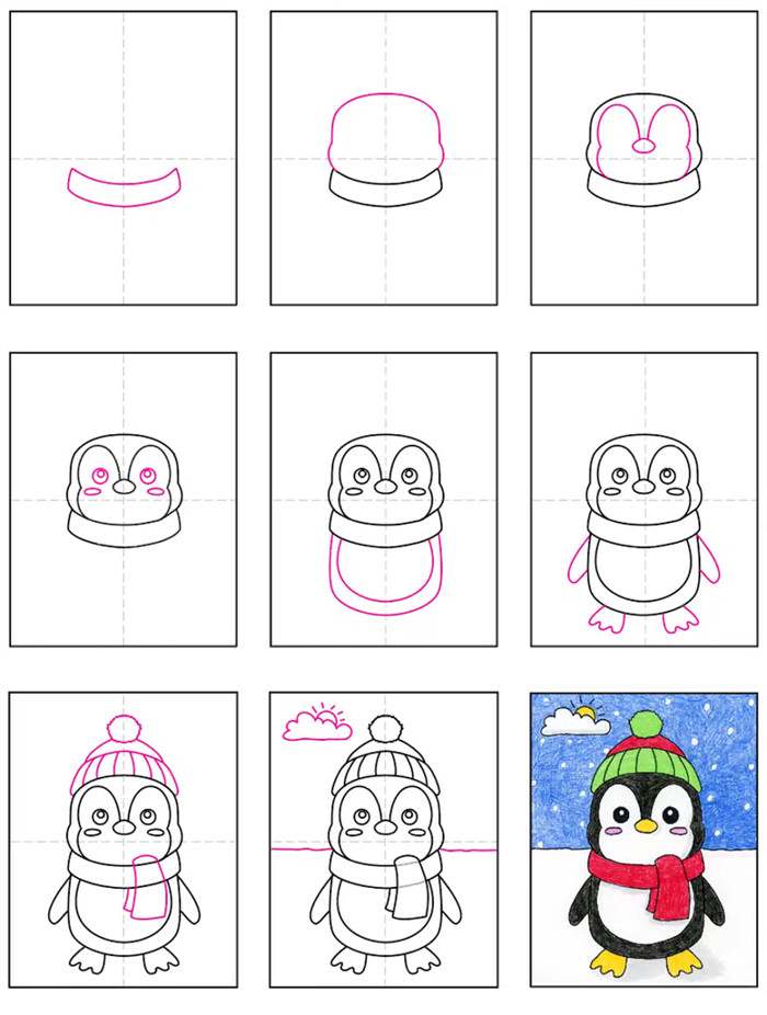 可爱的企鹅简笔画图片教程