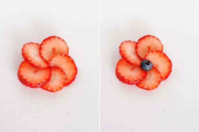 水果拼盘图片简单好看：草莓制作水果拼盘花朵(步骤图解)