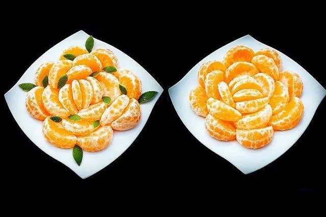 水果拼盘图片简单好看：用橘子做花朵造型水果拼盘
