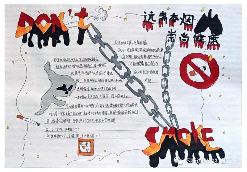 无烟佳节，与爱同行主题禁烟手抄报图片