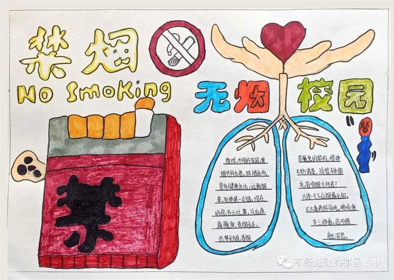 无烟佳节，与爱同行主题禁烟手抄报图片