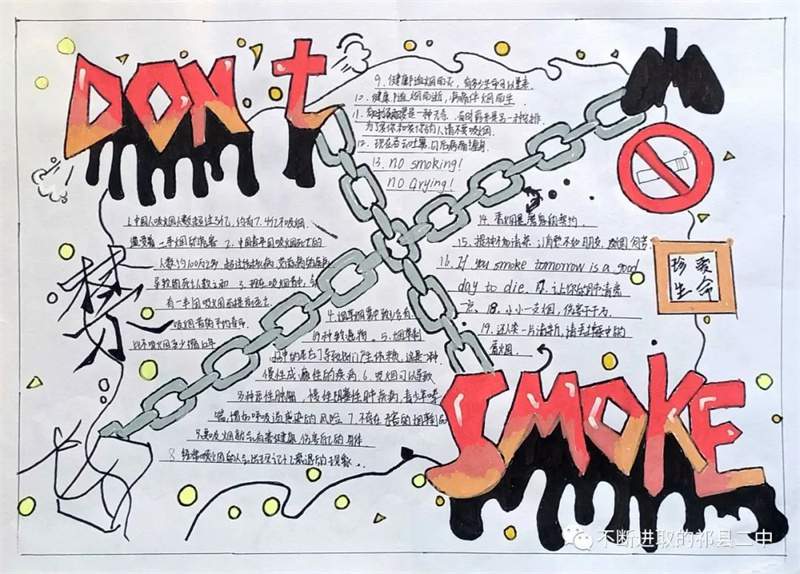无烟佳节，与爱同行主题禁烟手抄报图片