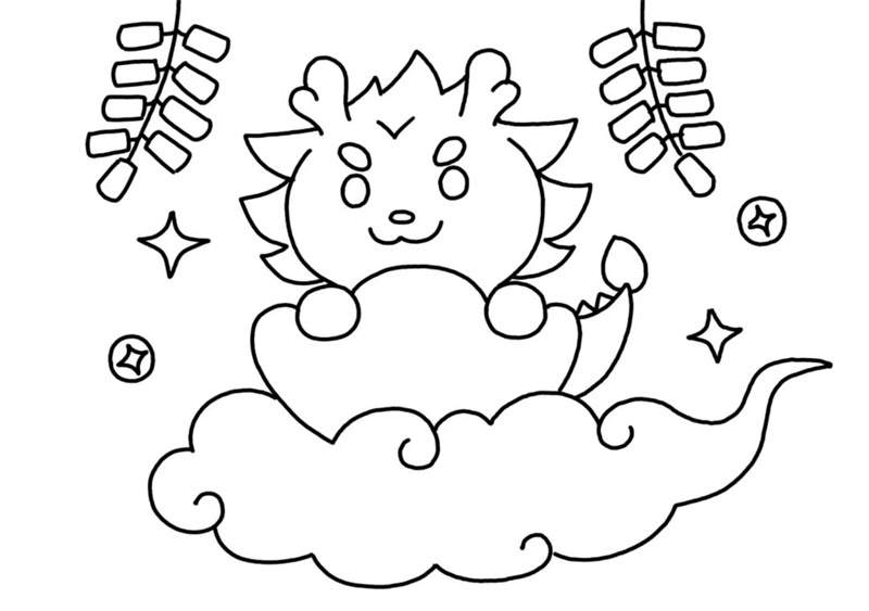 龙年春节简笔画，祝大家新春快乐，龙年大吉