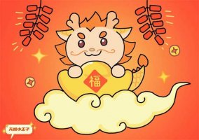 龙年春节简笔画，祝大家新春快乐，龙年大吉
