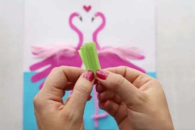 儿童创意手工制作《手印火烈鸟》