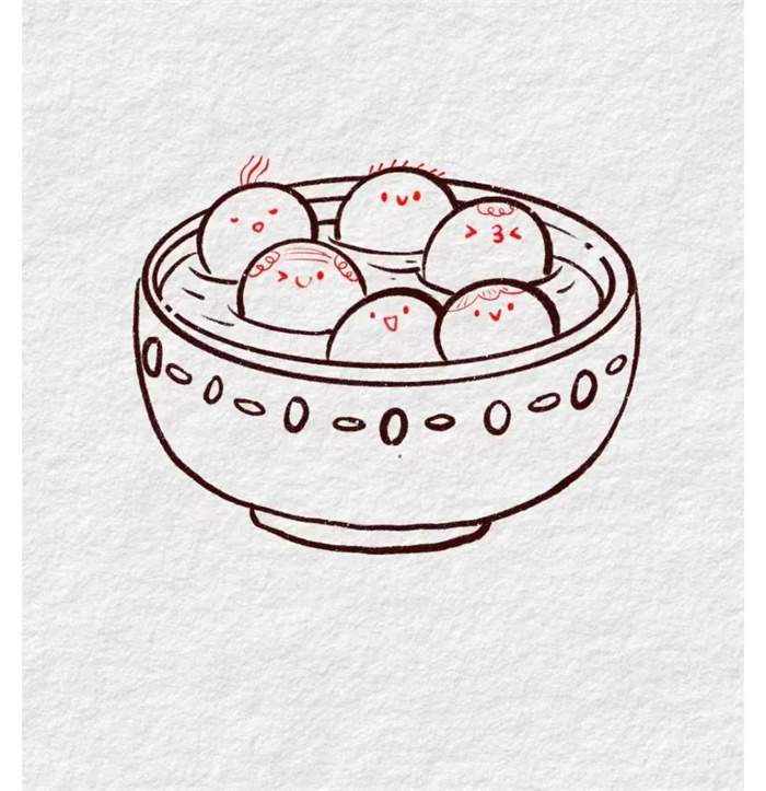 元宵节汤圆简笔画图片教程
